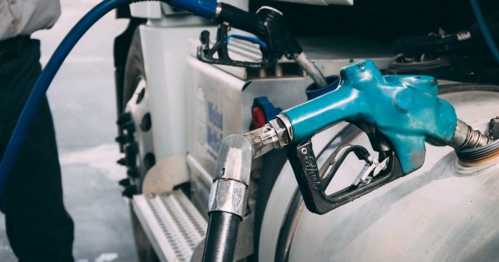 Close up on a Pacific Pride fuel location, showing the pump