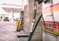 Image of a Pacific Pride fuel pump at a Lakeview Energy Services fuel station.