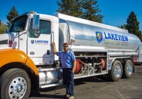 Two men looking at a company’s energy facilities.