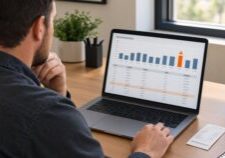 Fleet manager reviewing fuel transaction data to check for unmonitored fuel spend