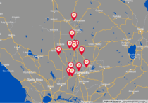 A Google map of Northern California with Lakeview-branded markers indicating the locations of Lakeview and Pacific Pride Cardlock fueling stations.